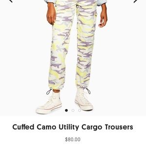 Topshop Cuffed Camo Utility Cargo Trousers